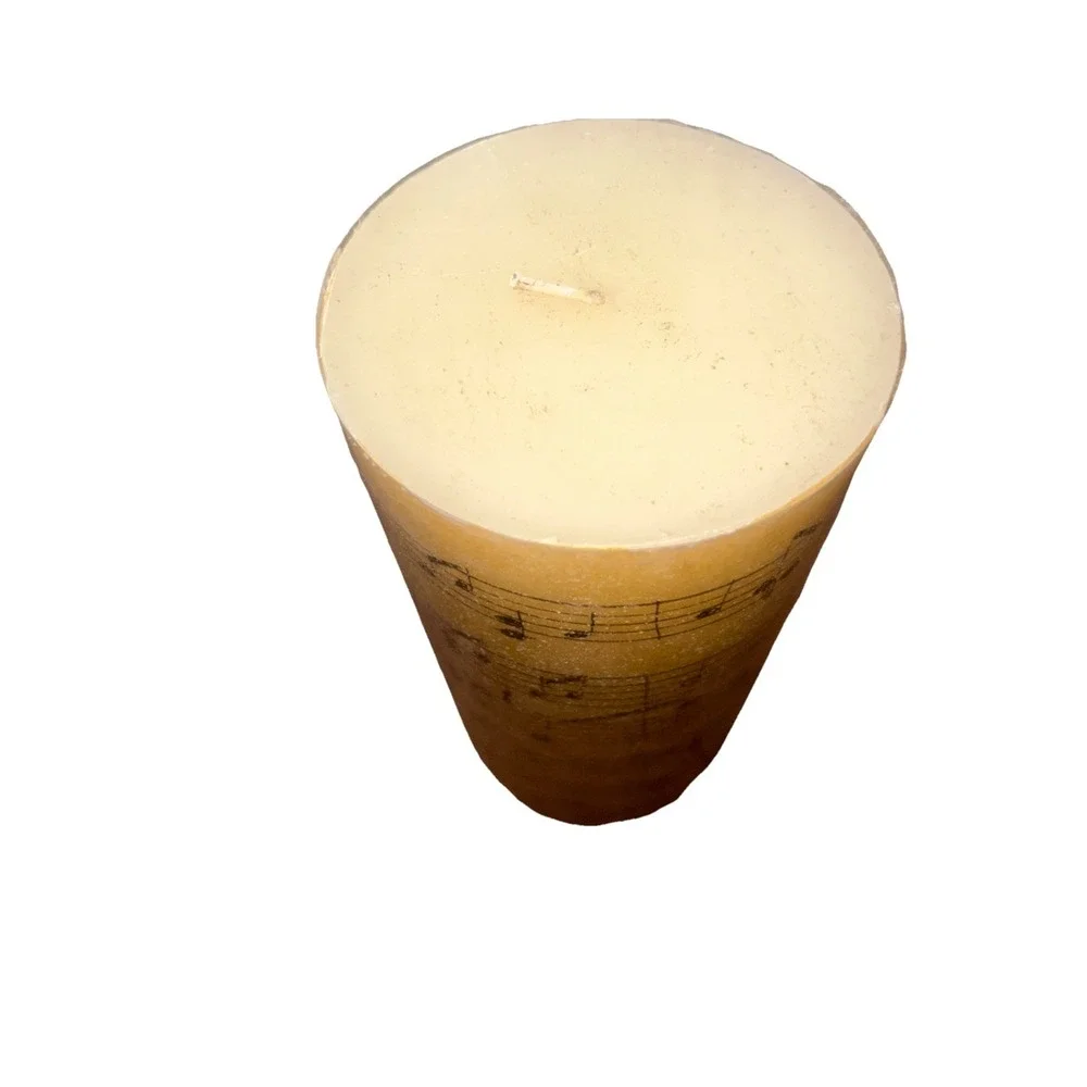 Pottery Barn Music Notes Sheet Music Pillar Candle 4x8 Unused Home Decor Plastic